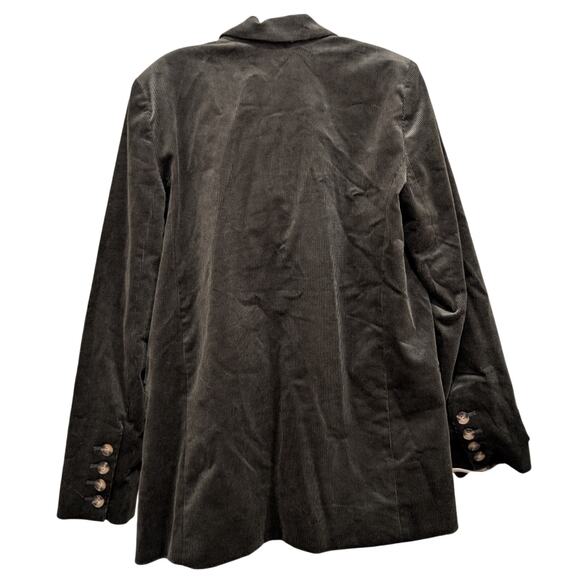 Anthropologie Maeve Corduroy Dark Green Double-Breasted Blazer Size 6 - Picture 5 of 8